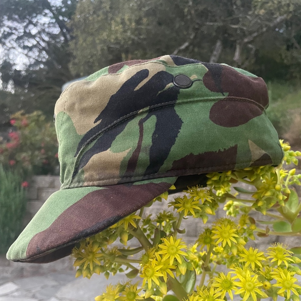 Woodland Camouflage Patrol Cap With Ear Flap. Military.